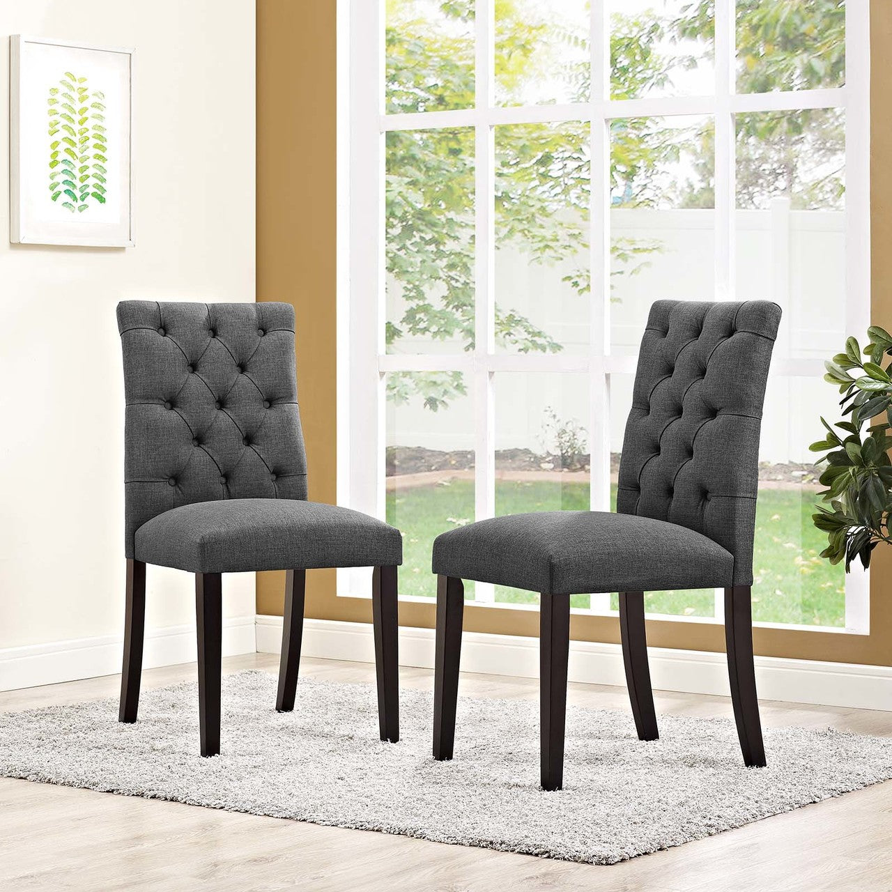 Duchess Dining Chair Fabric Set of 2, Fabric, Grey Gray 15428