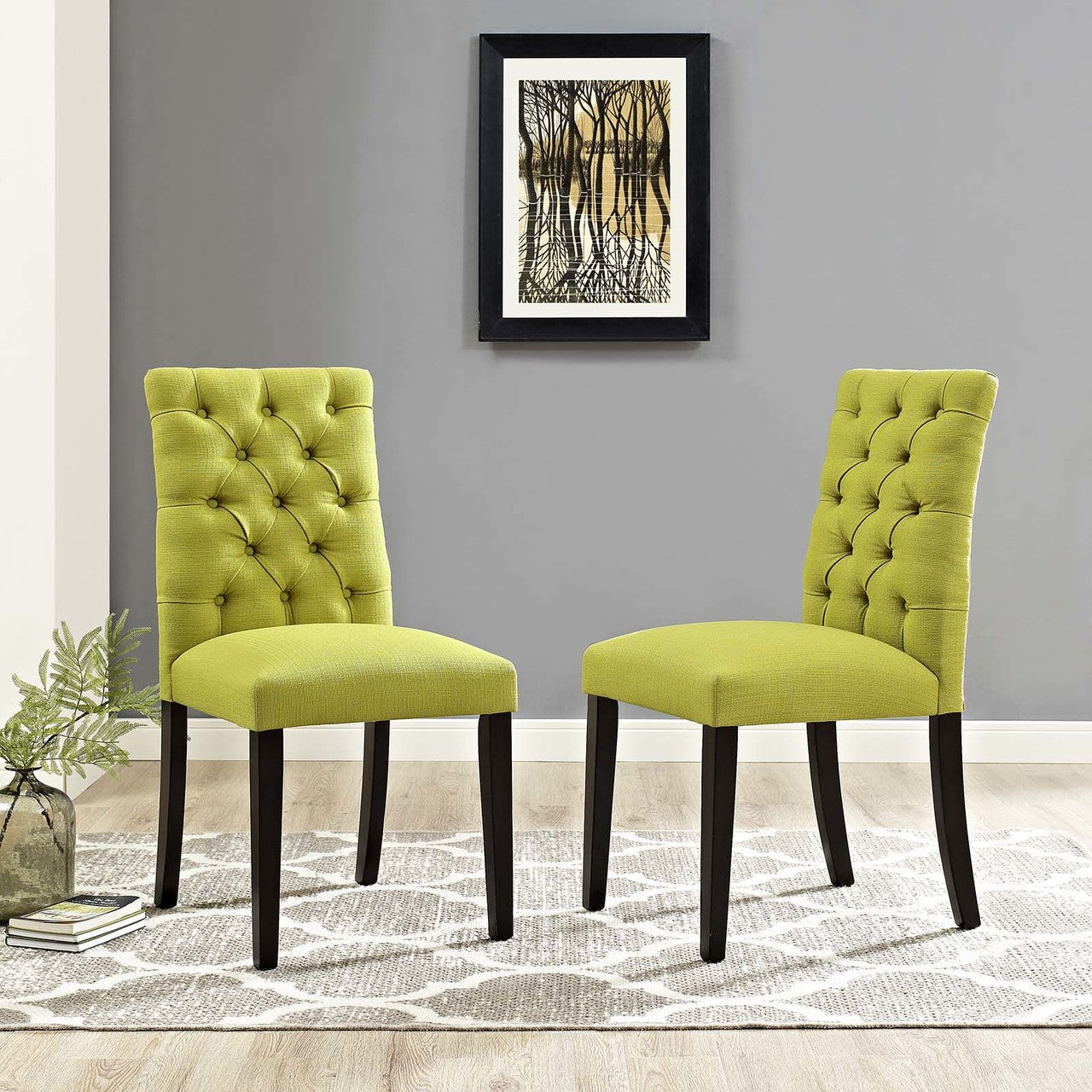 Duchess Dining Chair Fabric Set of 2, Fabric, Green 15433