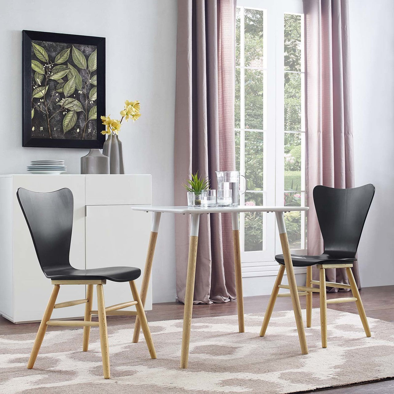 Cascade Dining Chair Set of 2, Wood, Black 15434