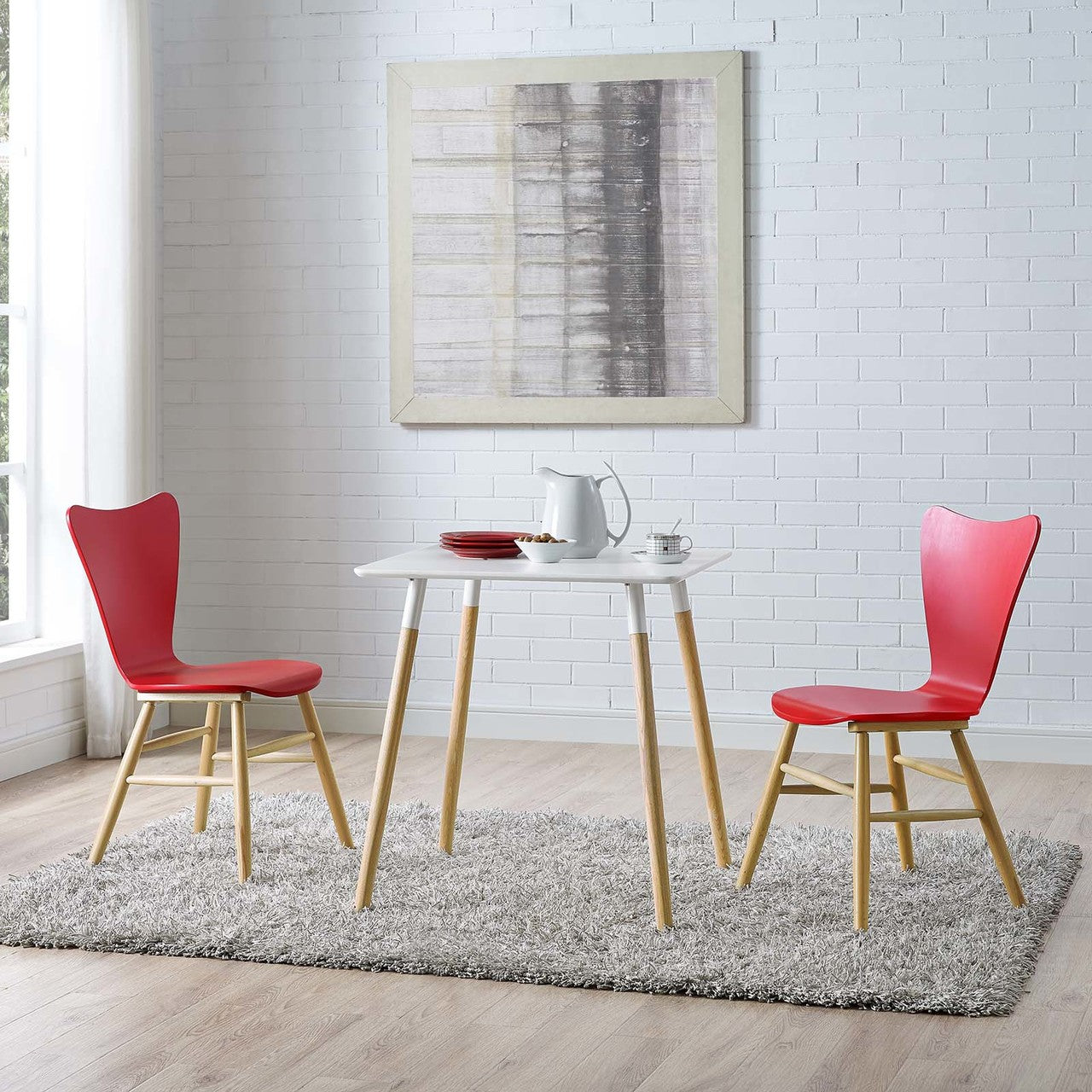 Cascade Dining Chair Set of 2, Wood, Red 15437
