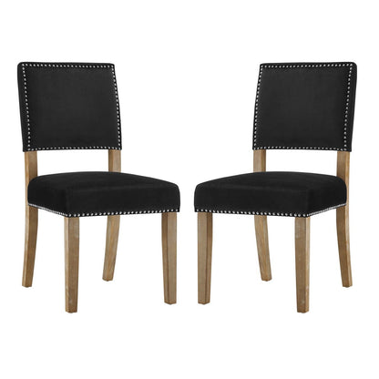 Oblige Dining Chair Wood Set of 2, Velvet Fabric Wood, Black 15439