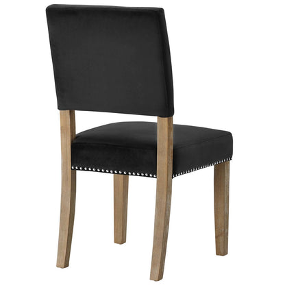 Oblige Dining Chair Wood Set of 2, Velvet Fabric Wood, Black 15439