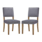 Oblige Dining Chair Wood Set of 2, Velvet Fabric Wood, Grey Gray 15440
