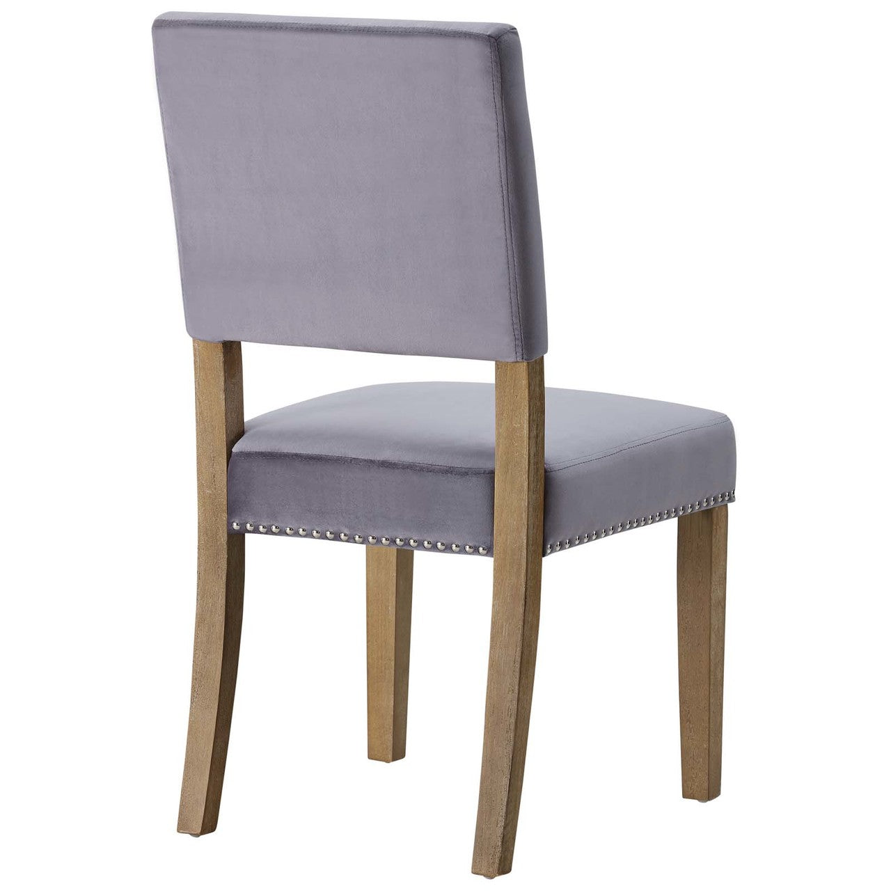 Oblige Dining Chair Wood Set of 2, Velvet Fabric Wood, Grey Gray 15440