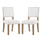 Oblige Dining Chair Wood Set of 2, Velvet Fabric Wood, Ivory White 15441