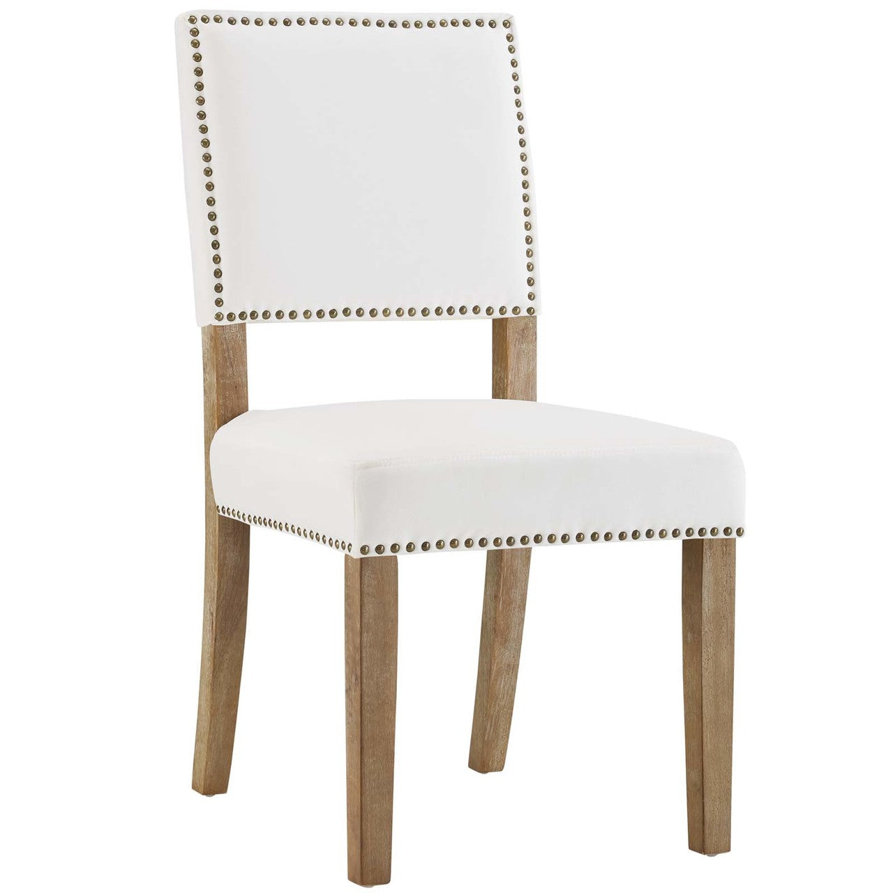 Oblige Dining Chair Wood Set of 2, Velvet Fabric Wood, Ivory White 15441