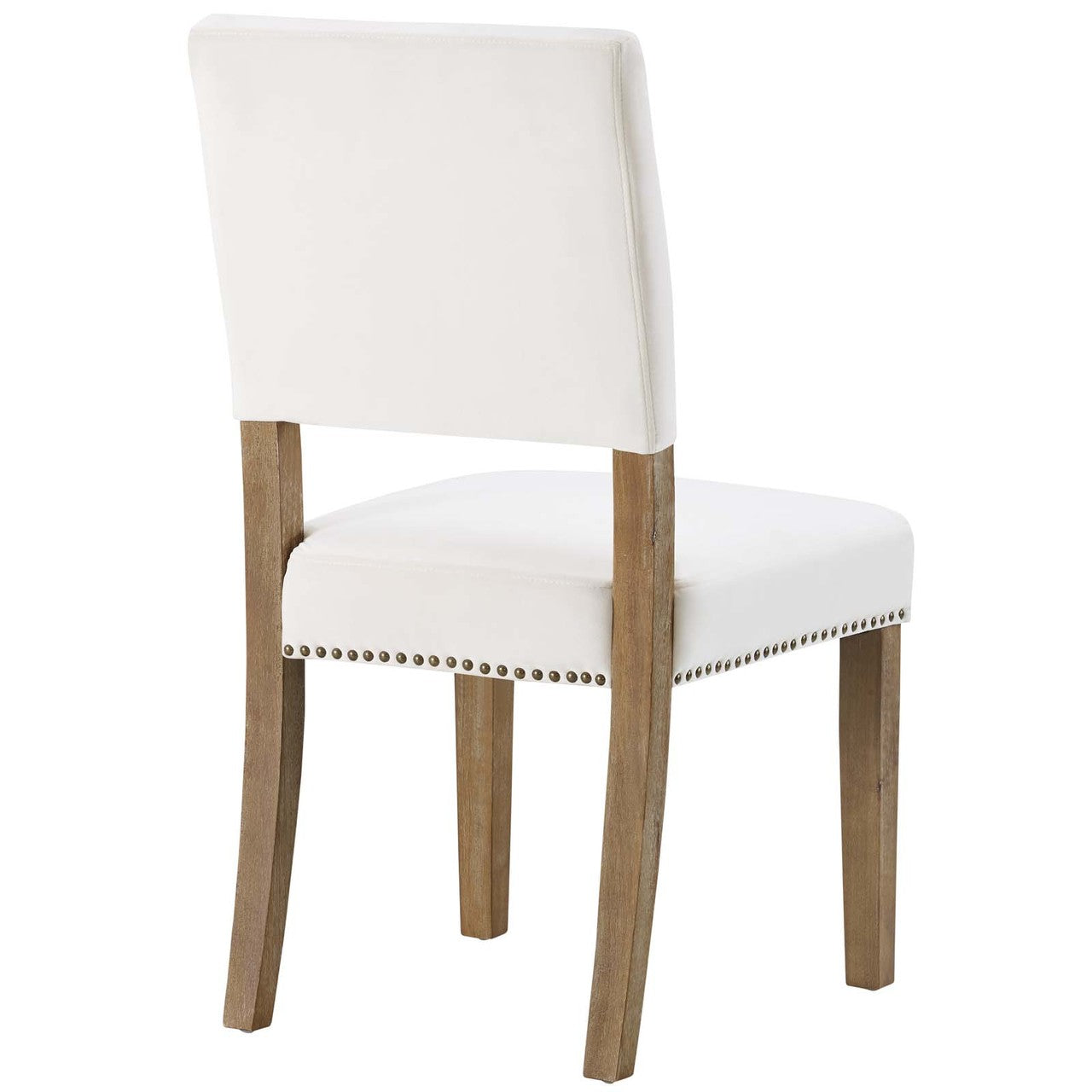 Oblige Dining Chair Wood Set of 2, Velvet Fabric Wood, Ivory White 15441