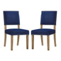 Oblige Dining Chair Wood Set of 2, Velvet Fabric Wood, Navy Blue 15442