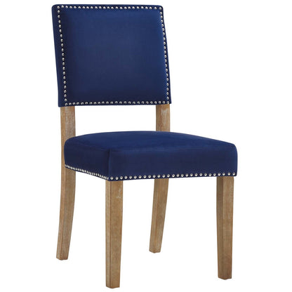 Oblige Dining Chair Wood Set of 2, Velvet Fabric Wood, Navy Blue 15442