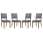 Oblige Dining Chair Wood Set of 4, Velvet Fabric Wood, Grey Gray 15820