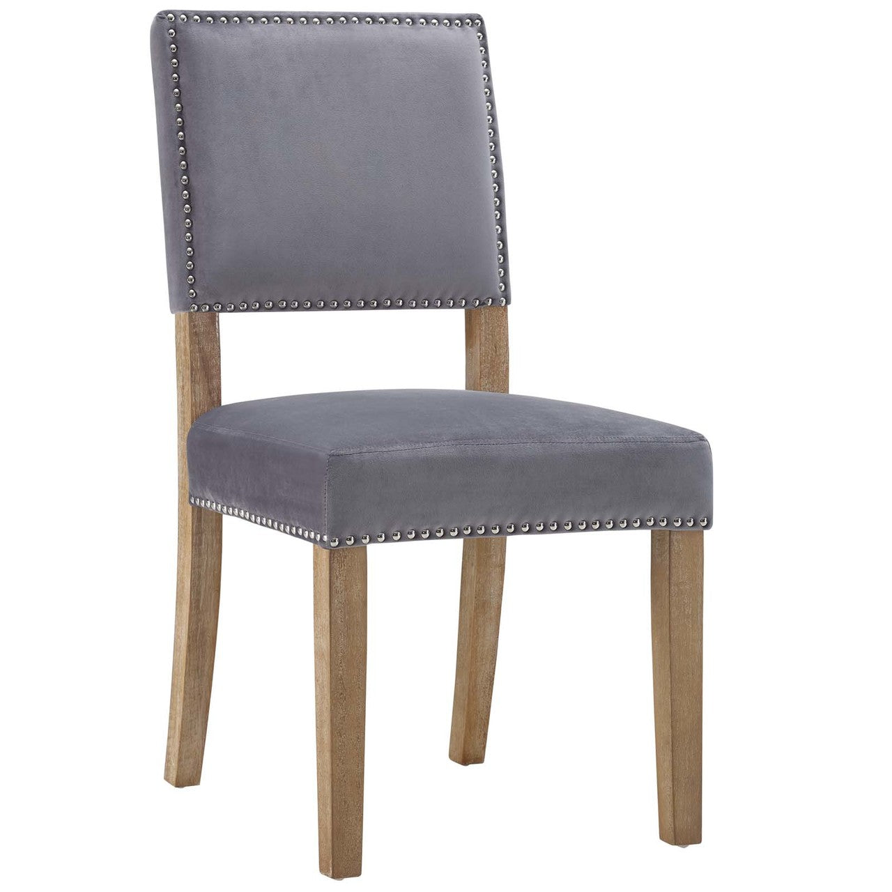 Oblige Dining Chair Wood Set of 4, Velvet Fabric Wood, Grey Gray 15820
