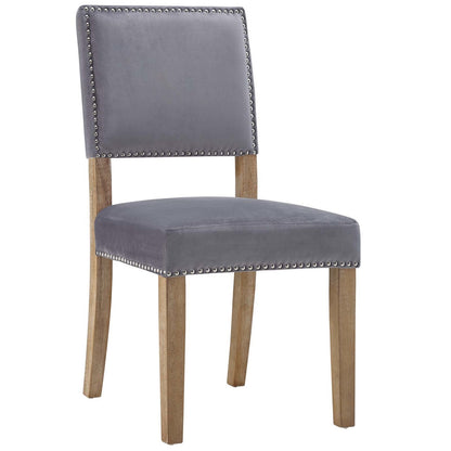 Oblige Dining Chair Wood Set of 4, Velvet Fabric Wood, Grey Gray 15820