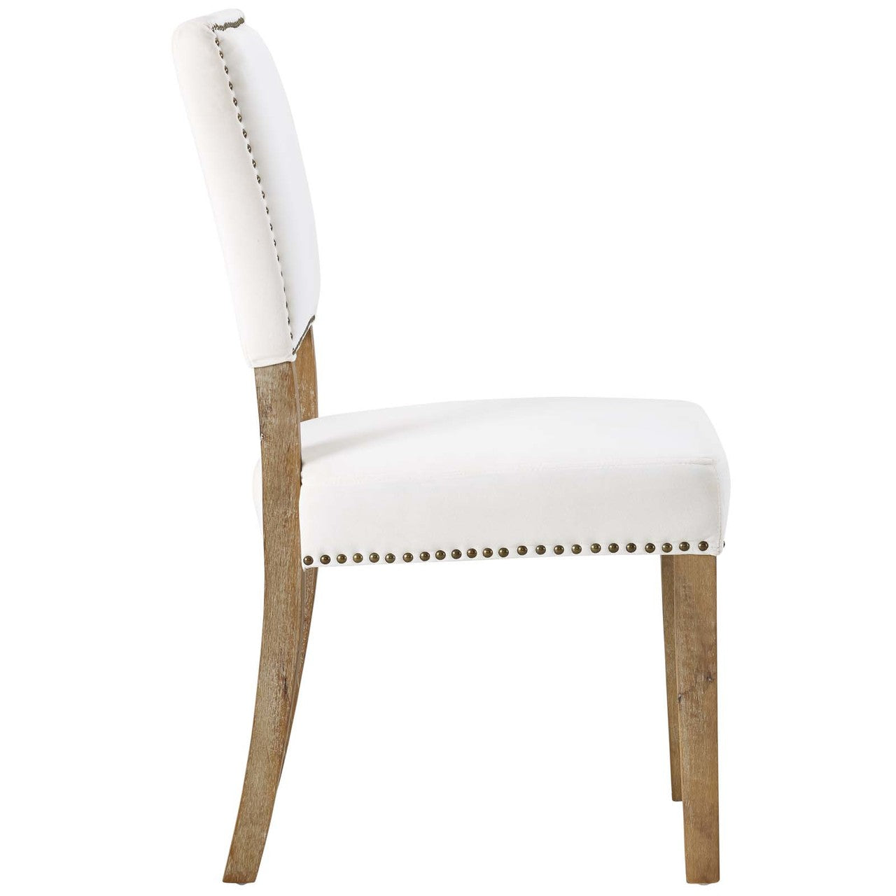 Oblige Dining Chair Wood Set of 4, Velvet Fabric Wood, Ivory White 15821