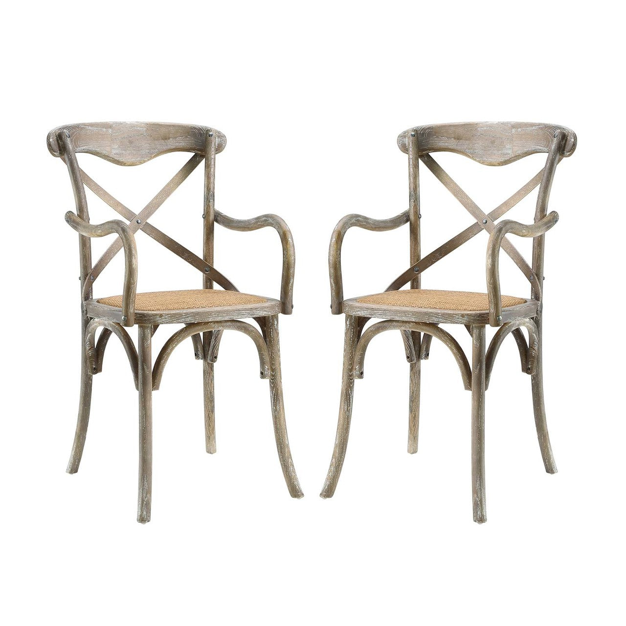 Gear Dining Armchair Set of 2, Wood, Grey Gray 15443