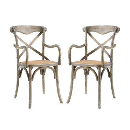 Gear Dining Armchair Set of 2, Wood, Grey Gray 15443