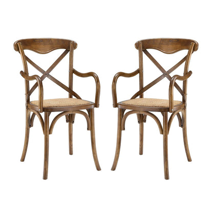 Gear Dining Armchair Set of 2, Wood, Brown 15444