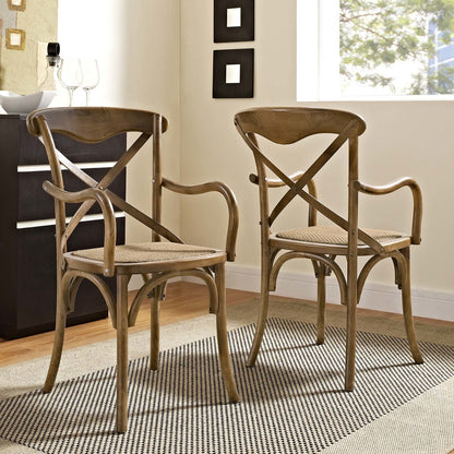 Gear Dining Armchair Set of 2, Wood, Brown 15444