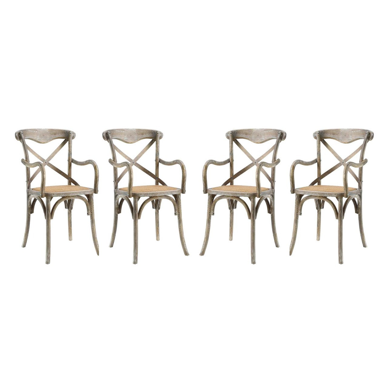 Gear Dining Armchair Set of 4, Wood, Grey Gray 15445