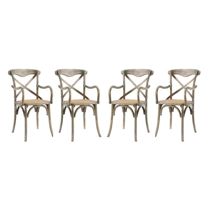 Gear Dining Armchair Set of 4, Wood, Grey Gray 15445