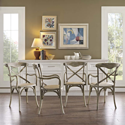 Gear Dining Armchair Set of 4, Wood, Grey Gray 15445