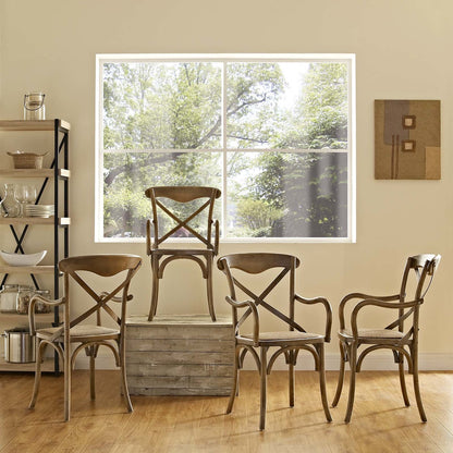 Gear Dining Armchair Set of 4, Wood, Brown 15446