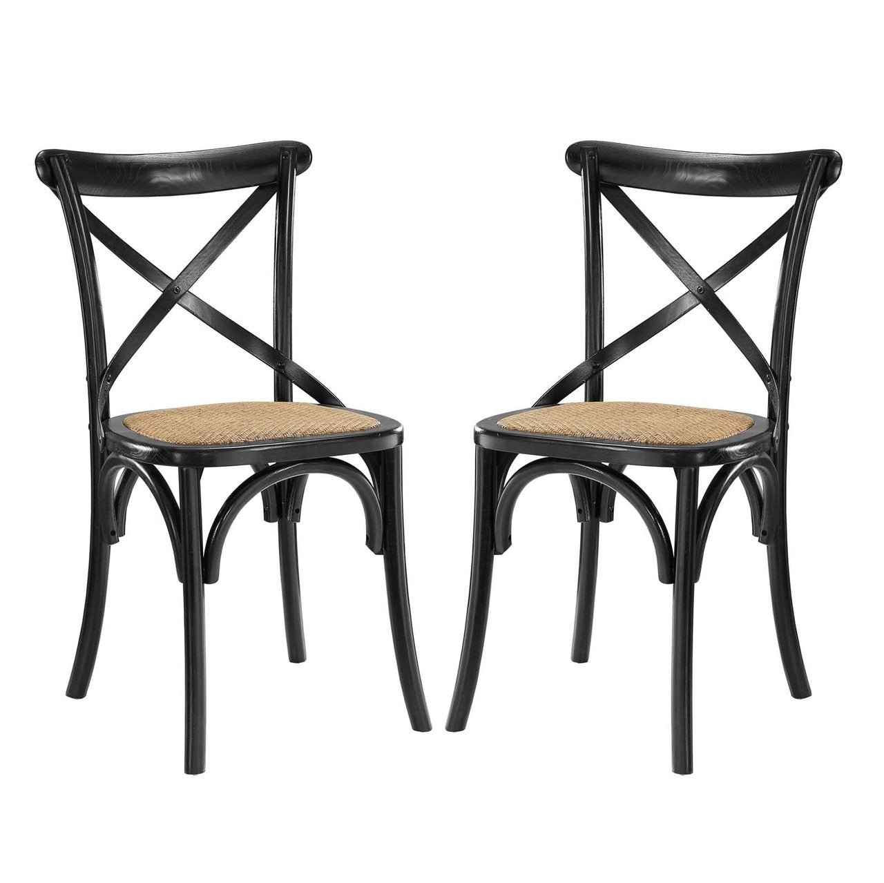 Gear Dining Side Chair Set of 2, Wood, Black 15447