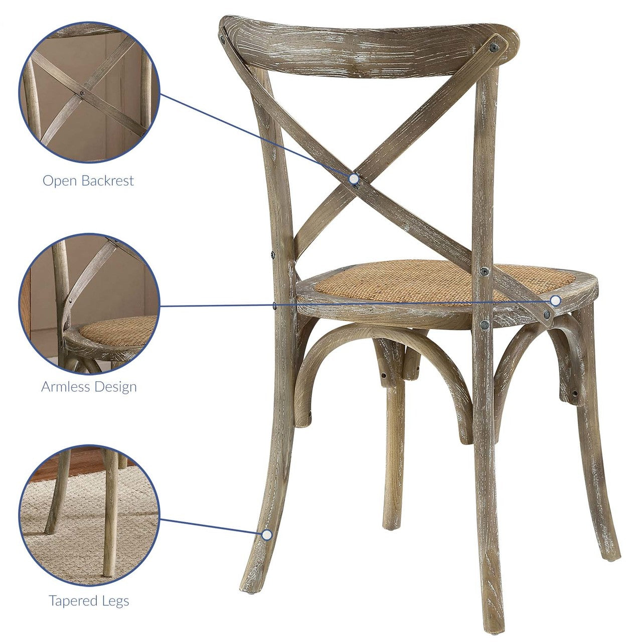 Gear Dining Side Chair Set of 2, Wood, Grey Gray 15448