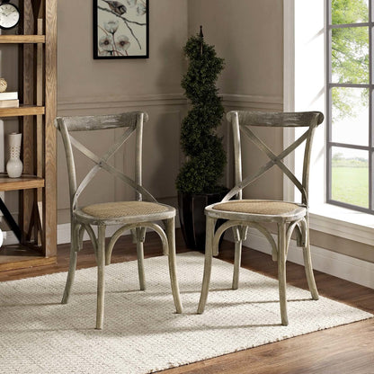 Gear Dining Side Chair Set of 2, Wood, Grey Gray 15448
