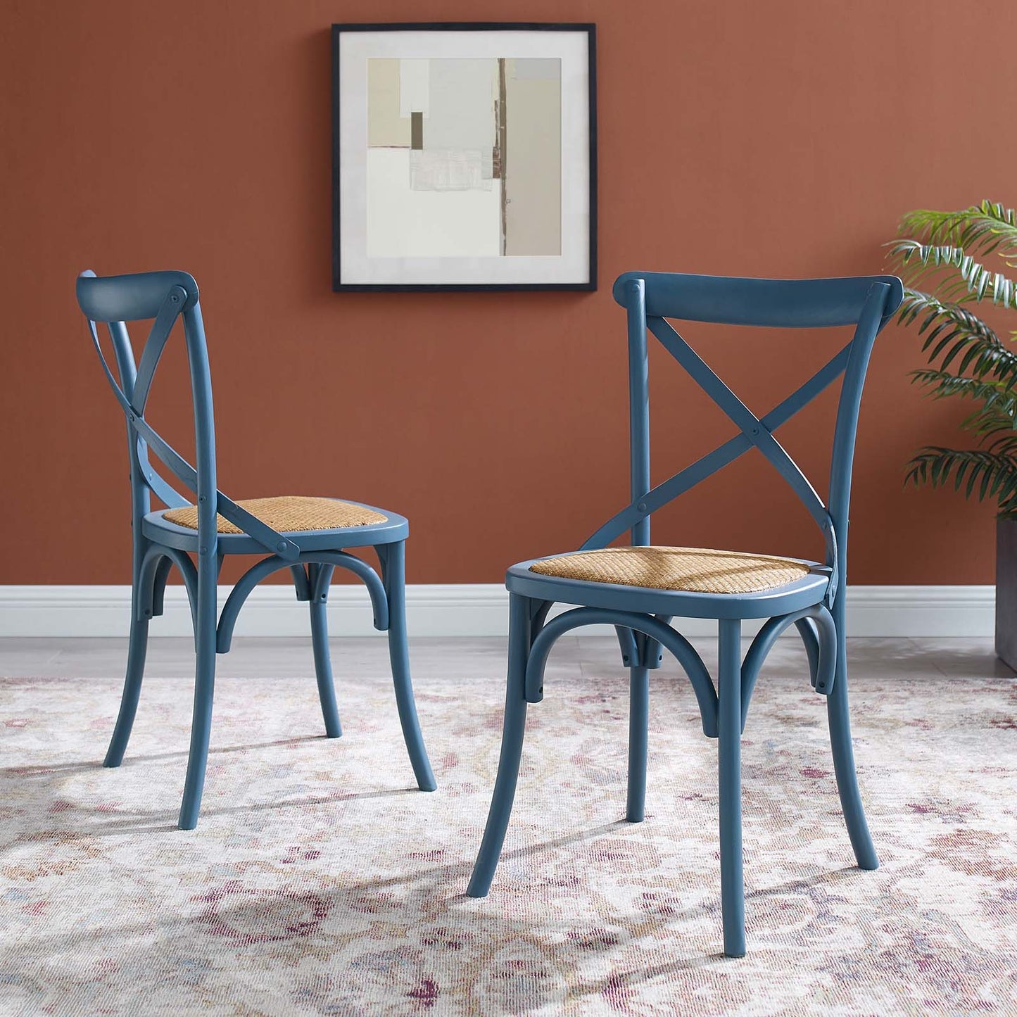 Gear Dining Side Chair Set of 2, Wood, Blue, 18206