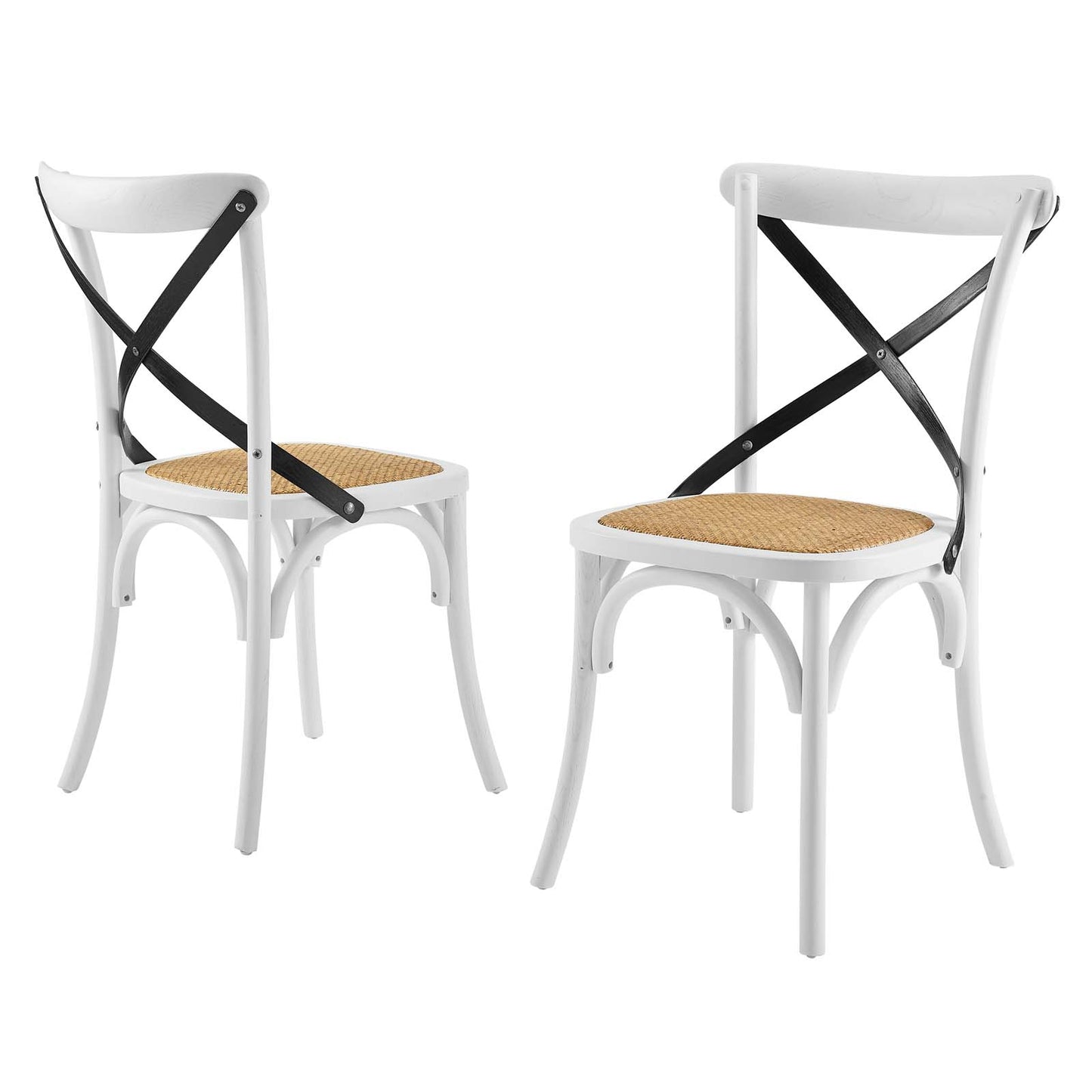 Gear Dining Side Chair Set of 2, Wood, White Black, 18209