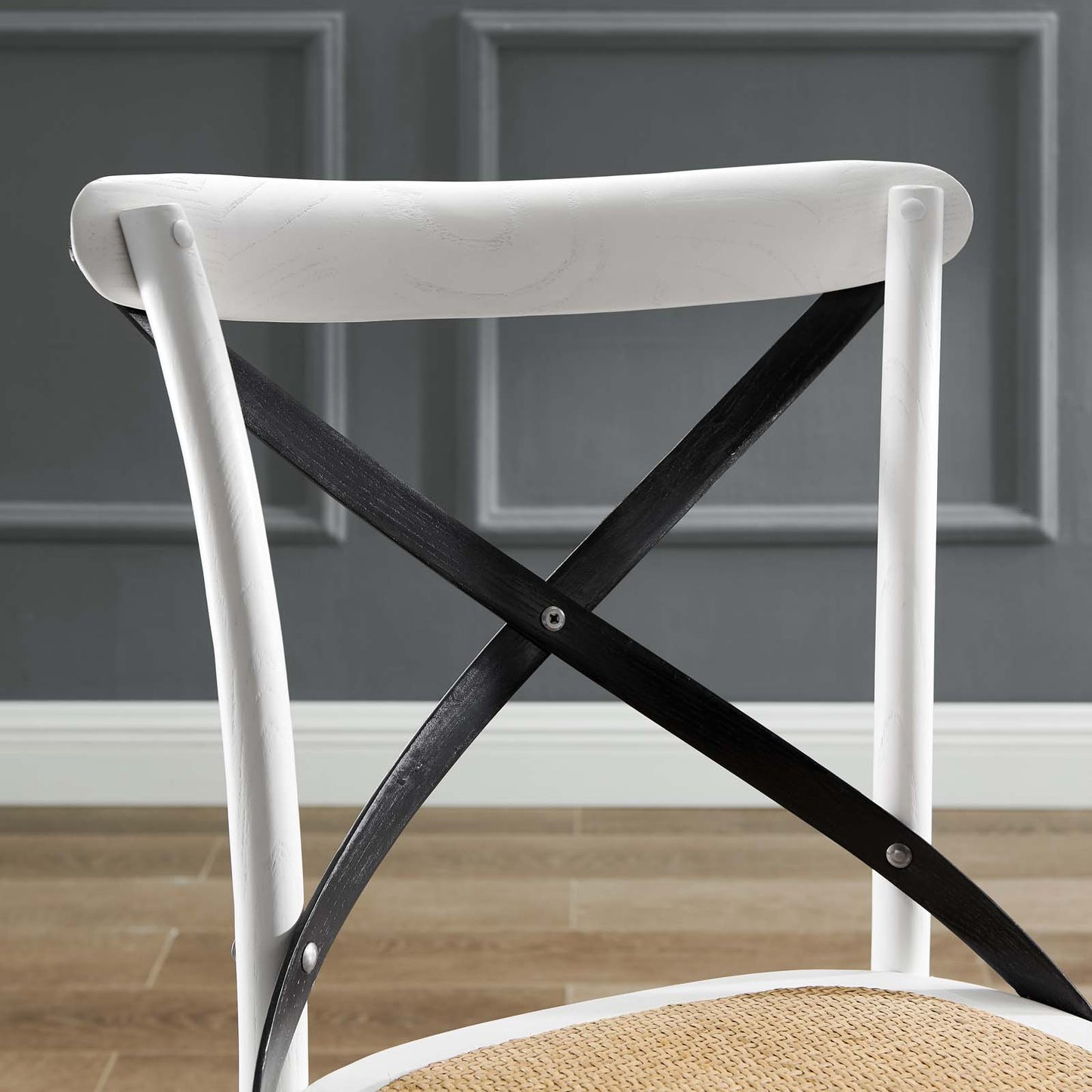 Gear Dining Side Chair Set of 2, Wood, White Black, 18209
