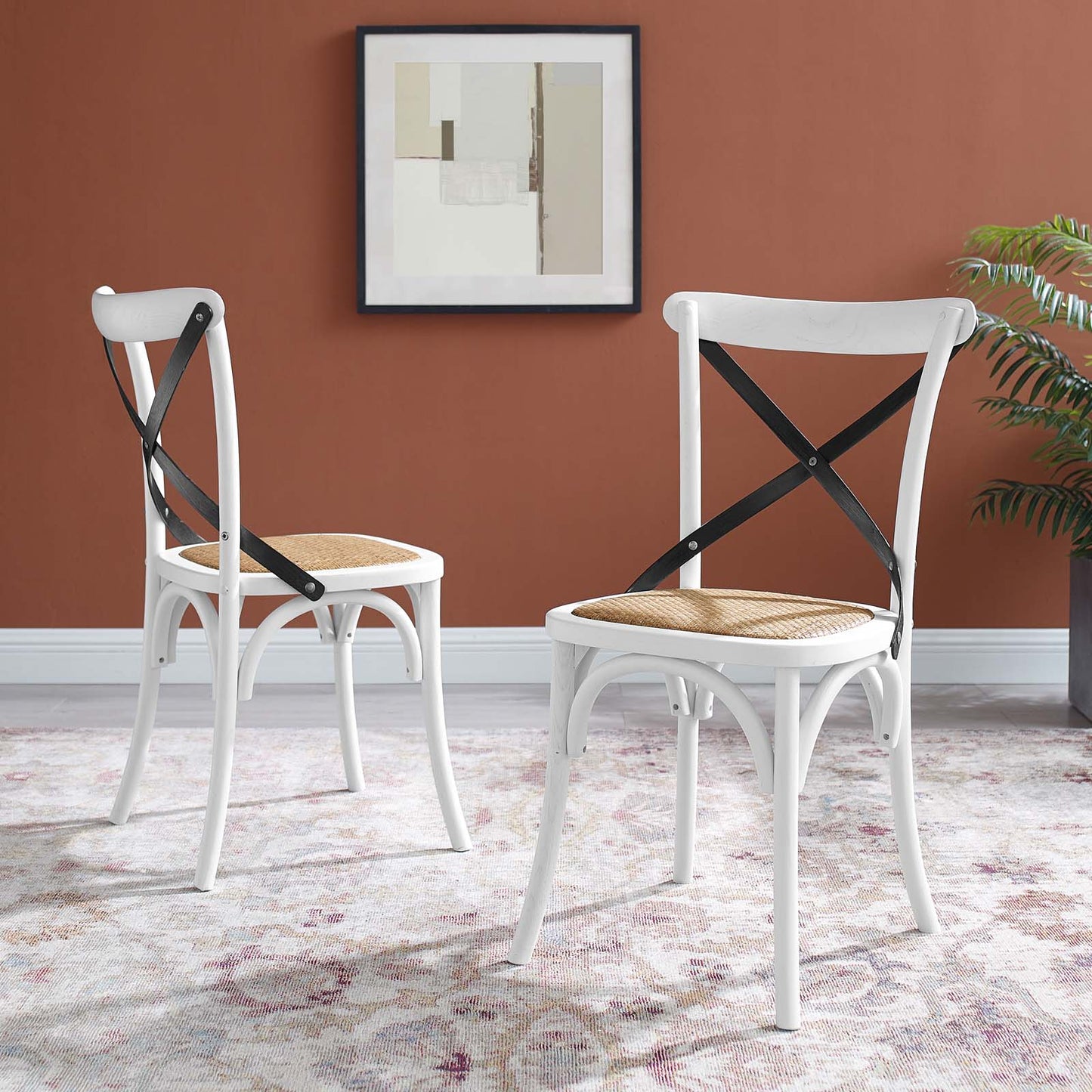 Gear Dining Side Chair Set of 2, Wood, White Black, 18209