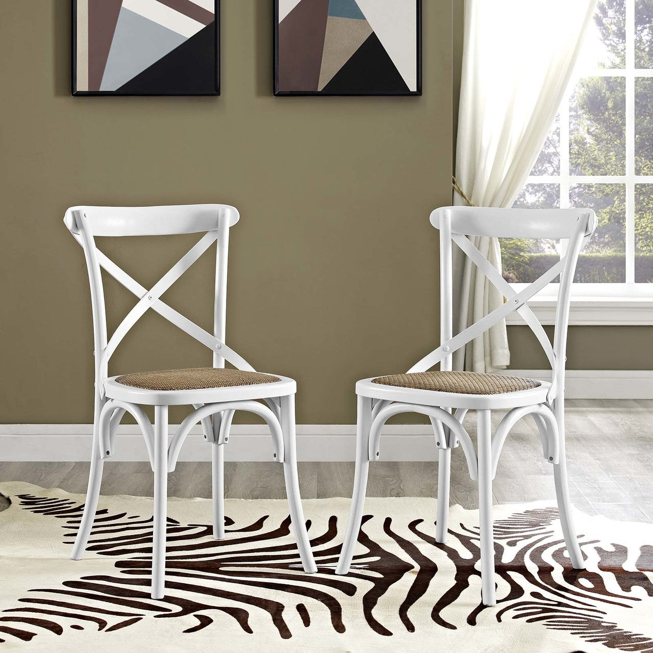 Gear Dining Side Chair Set of 2, Wood, White 15451