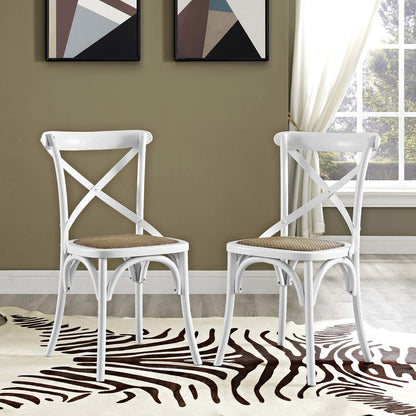 Gear Dining Side Chair Set of 2, Wood, White 15451