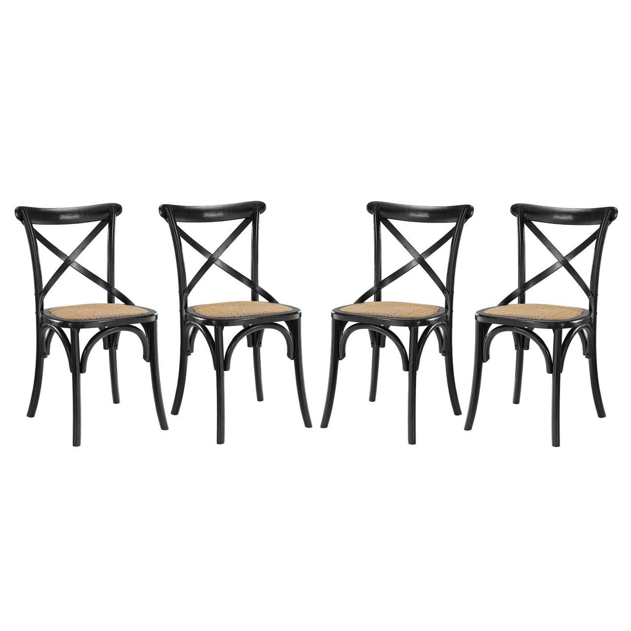 Gear Dining Side Chair Set of 4, Wood, Black 15452