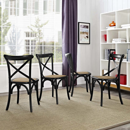 Gear Dining Side Chair Set of 4, Wood, Black 15452