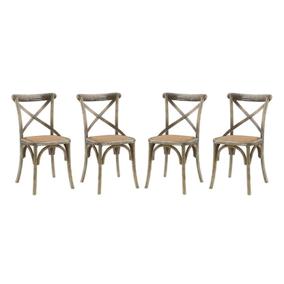 Gear Dining Side Chair Set of 4, Wood, Grey Gray 15453