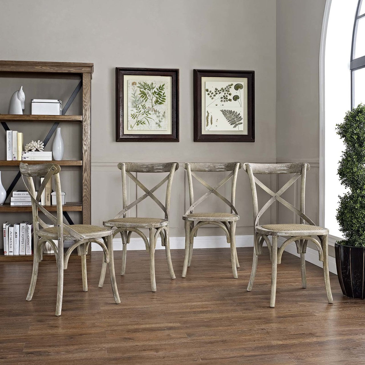 Gear Dining Side Chair Set of 4, Wood, Grey Gray 15453