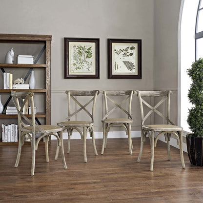Gear Dining Side Chair Set of 4, Wood, Grey Gray 15453