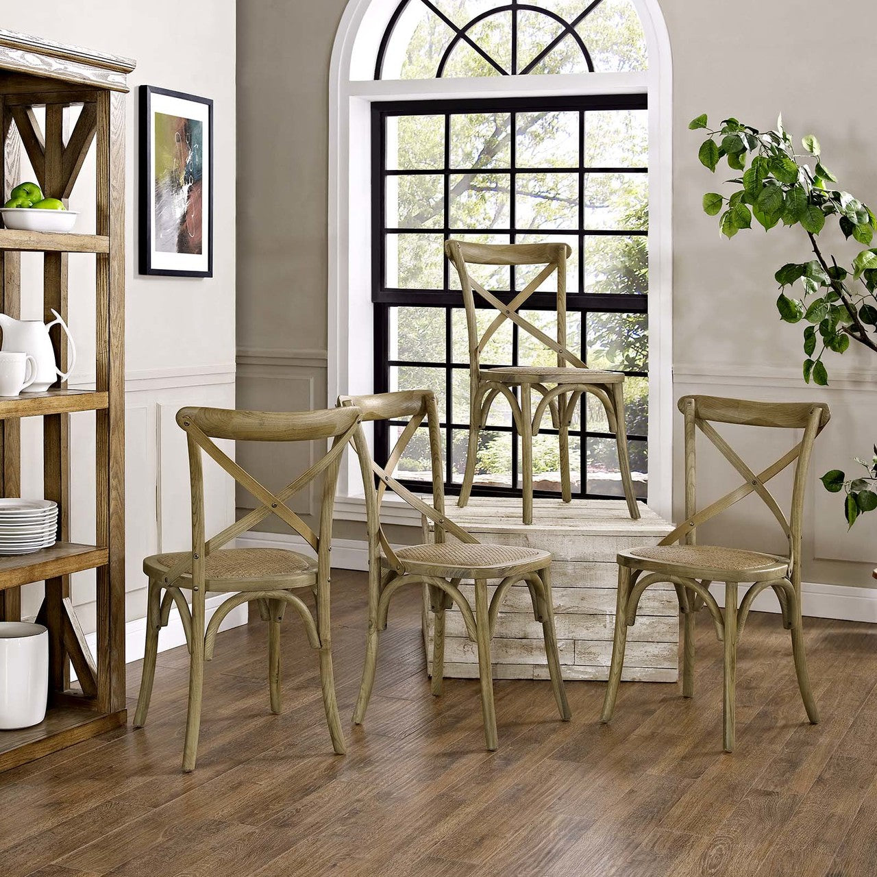 Gear Dining Side Chair Set of 4, Wood, Natural 15454