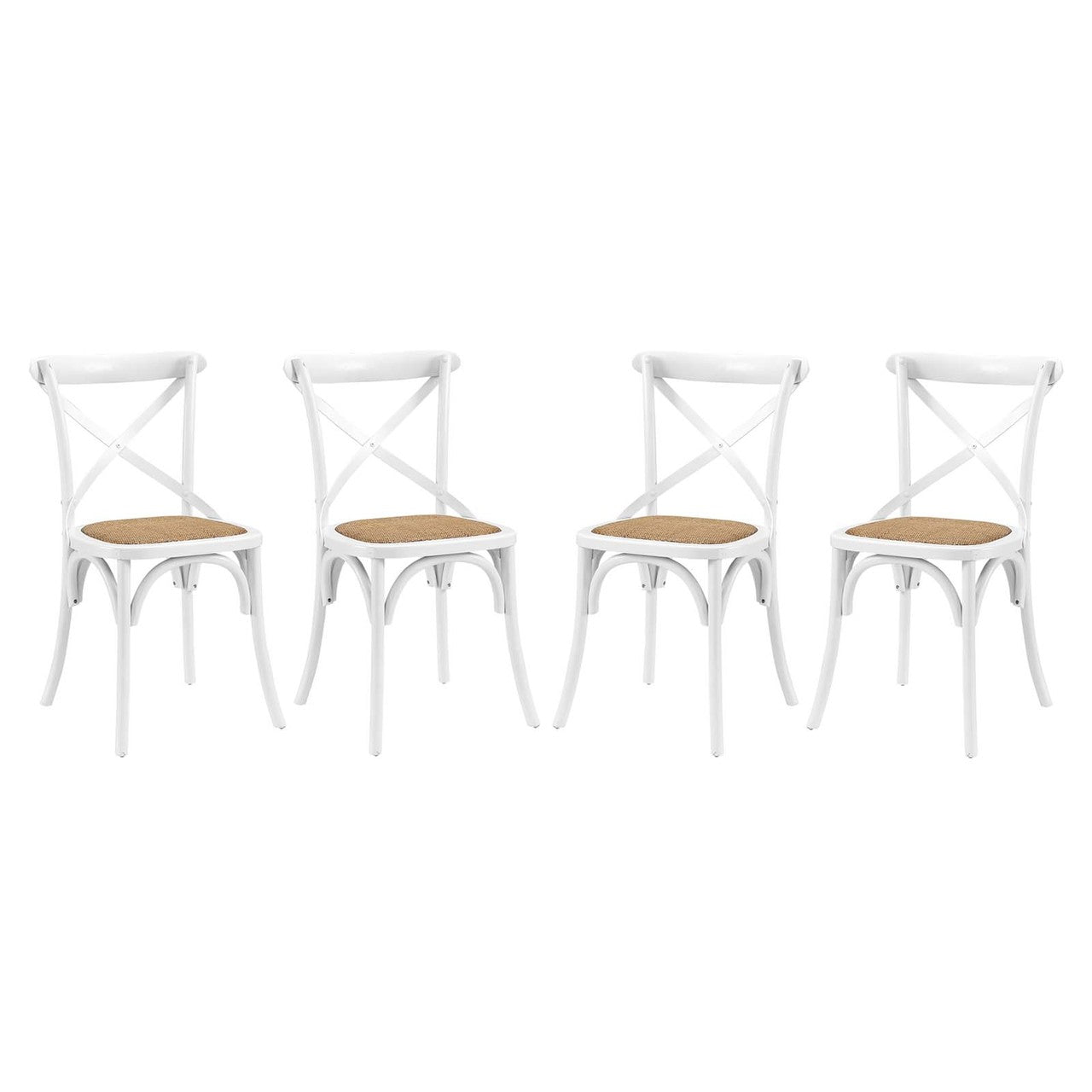 Gear Dining Side Chair Set of 4, Wood, White 15456