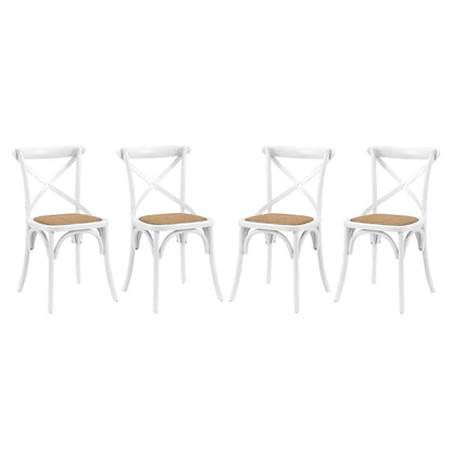 Gear Dining Side Chair Set of 4, Wood, White 15456
