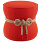 Beat Nautical Rope Upholstered Fabric Ottoman, Fabric, Orange Red, 17427