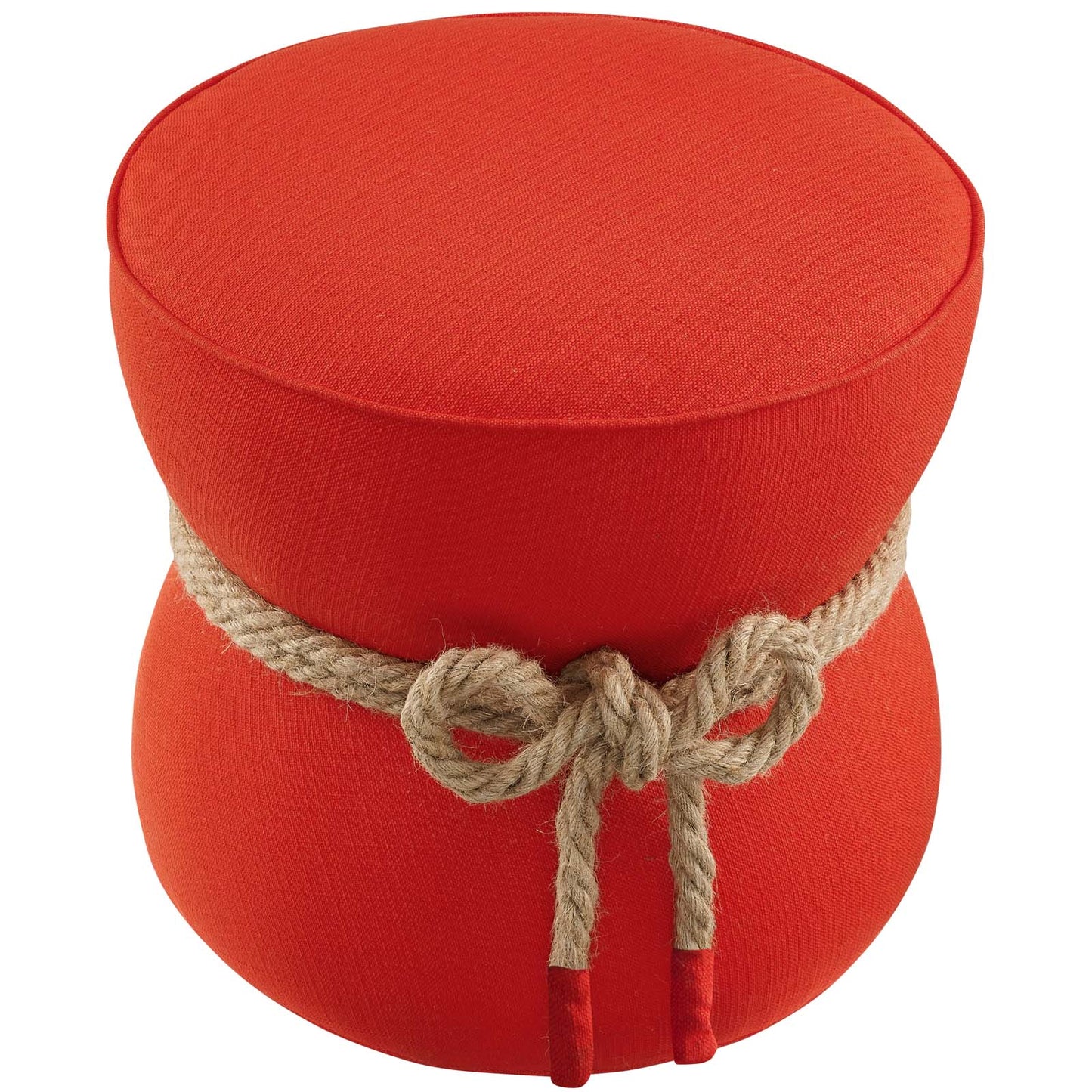 Beat Nautical Rope Upholstered Fabric Ottoman, Fabric, Orange Red, 17427