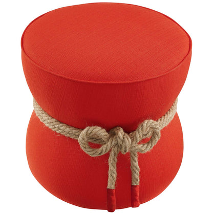 Beat Nautical Rope Upholstered Fabric Ottoman, Fabric, Orange Red, 17427
