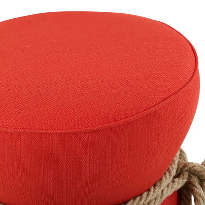 Beat Nautical Rope Upholstered Fabric Ottoman, Fabric, Orange Red, 17427