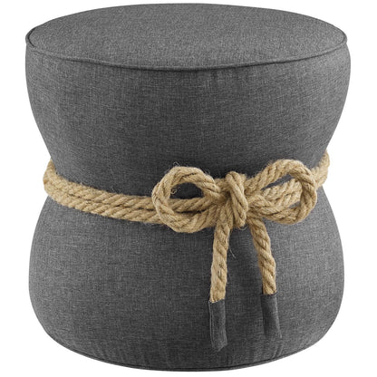 Beat Nautical Rope Upholstered Fabric Ottoman, Fabric, Grey Gray, 17429