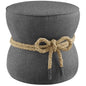 Beat Nautical Rope Upholstered Fabric Ottoman, Fabric, Grey Gray, 17429