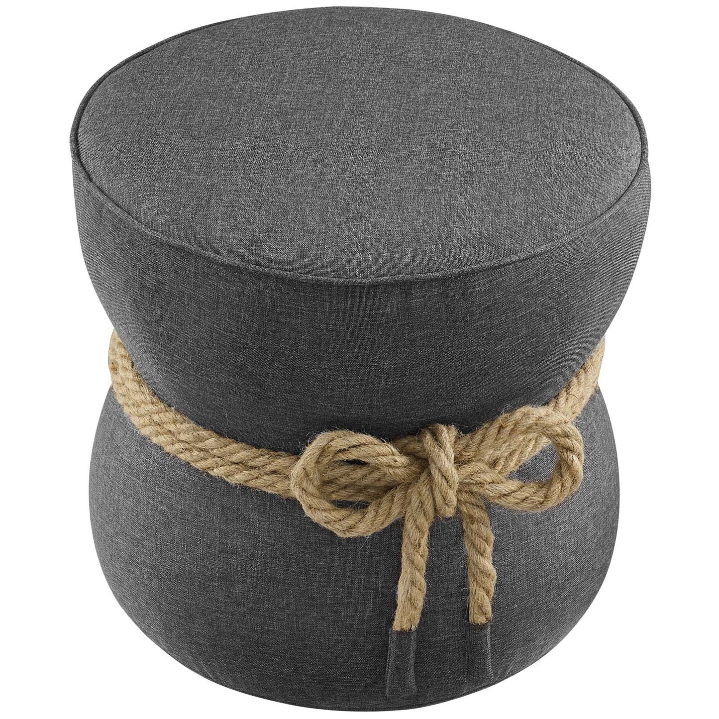 Beat Nautical Rope Upholstered Fabric Ottoman, Fabric, Grey Gray, 17429