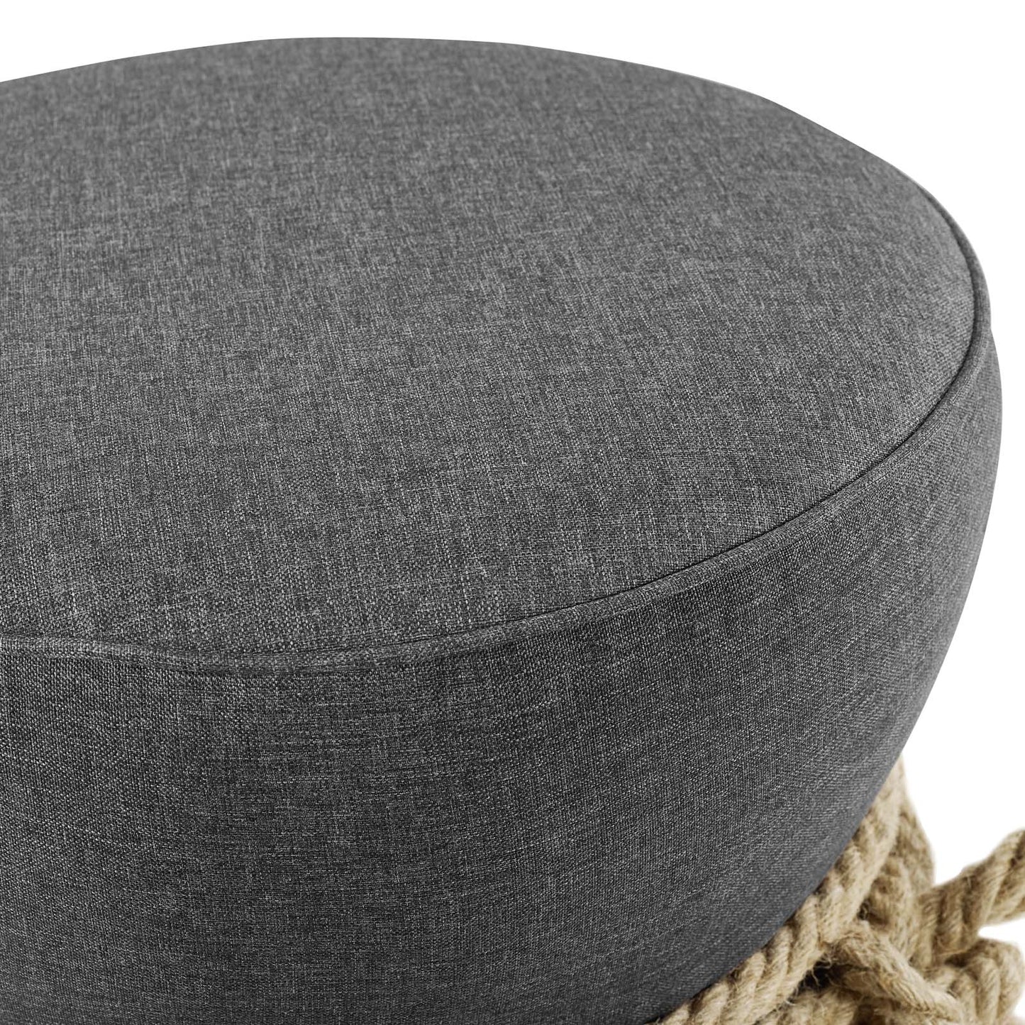 Beat Nautical Rope Upholstered Fabric Ottoman, Fabric, Grey Gray, 17429
